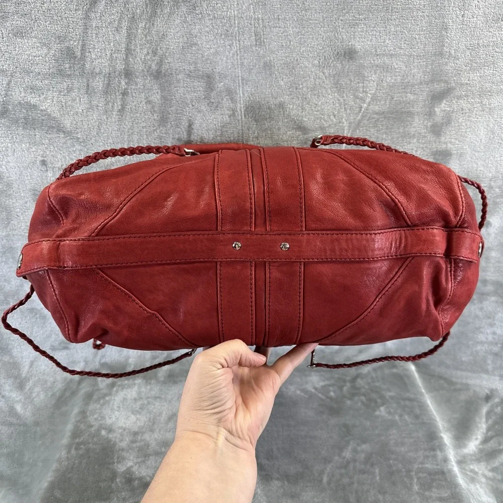 Andrew Marc Hobo Bag Purse Red Leather Distressed Rebel Sydney